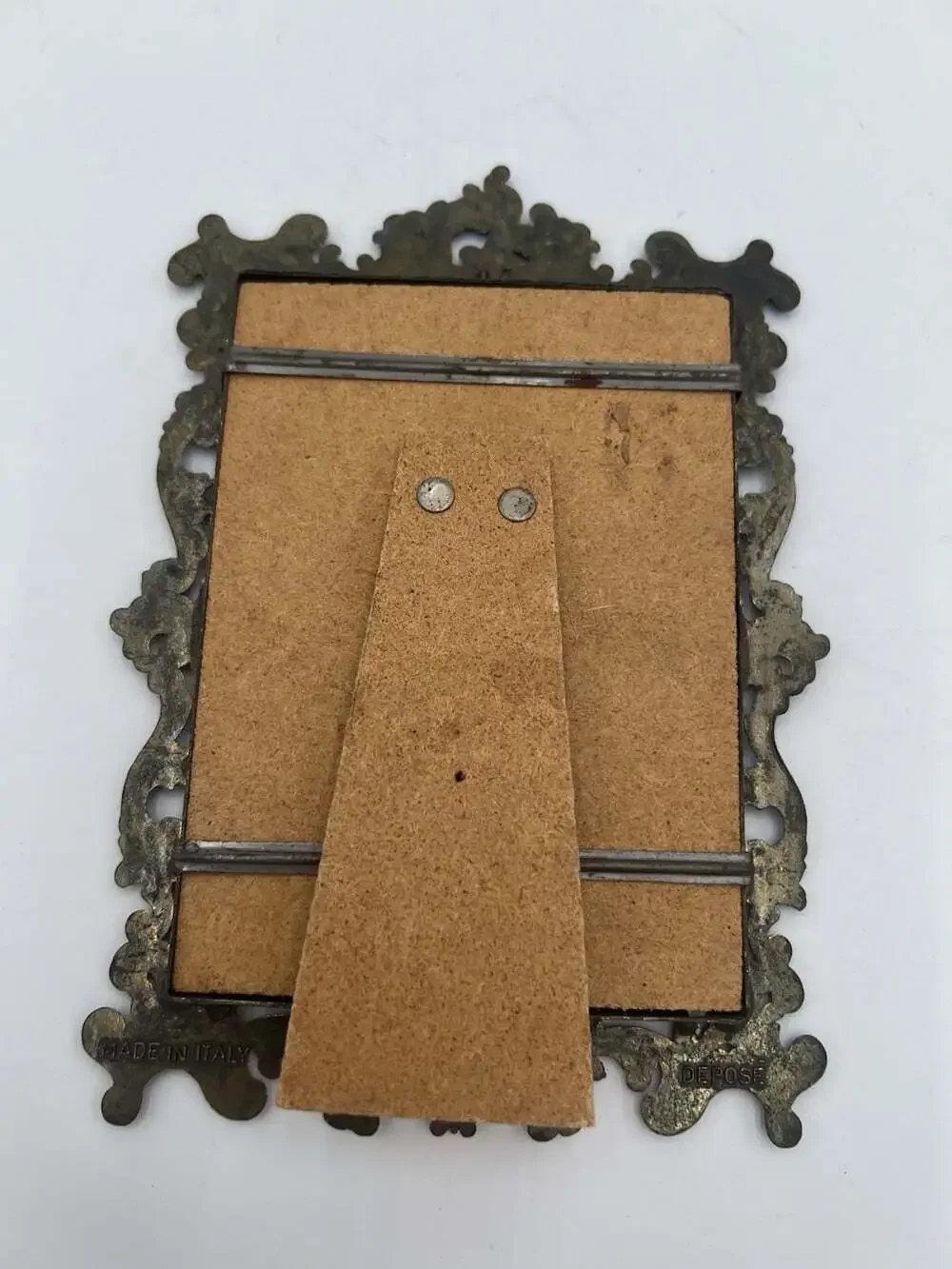 Vintage Italian Gold Metal Mirror Baroque Rococo Ornate Easel 8x6 Made Italy